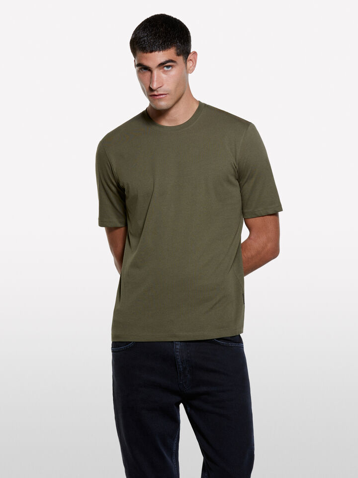 Olive green regular fit short sleeve t-shirt - men's short sleeve t-shirts - Dark Green | Sisley image number 3